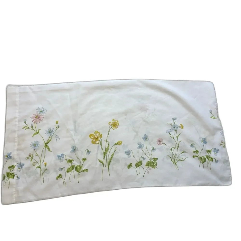 Vintage Spring Wildflower King Pillowcase Cottagecore Shabby Chic White 20X35